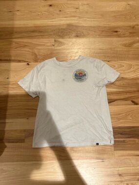 Quiksilver Kids White Tee with Multicolor Sunset Patch